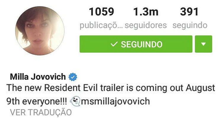 O trailer do novo Resident Evil será divulgado no dia 9 de Agosto para todos!!!