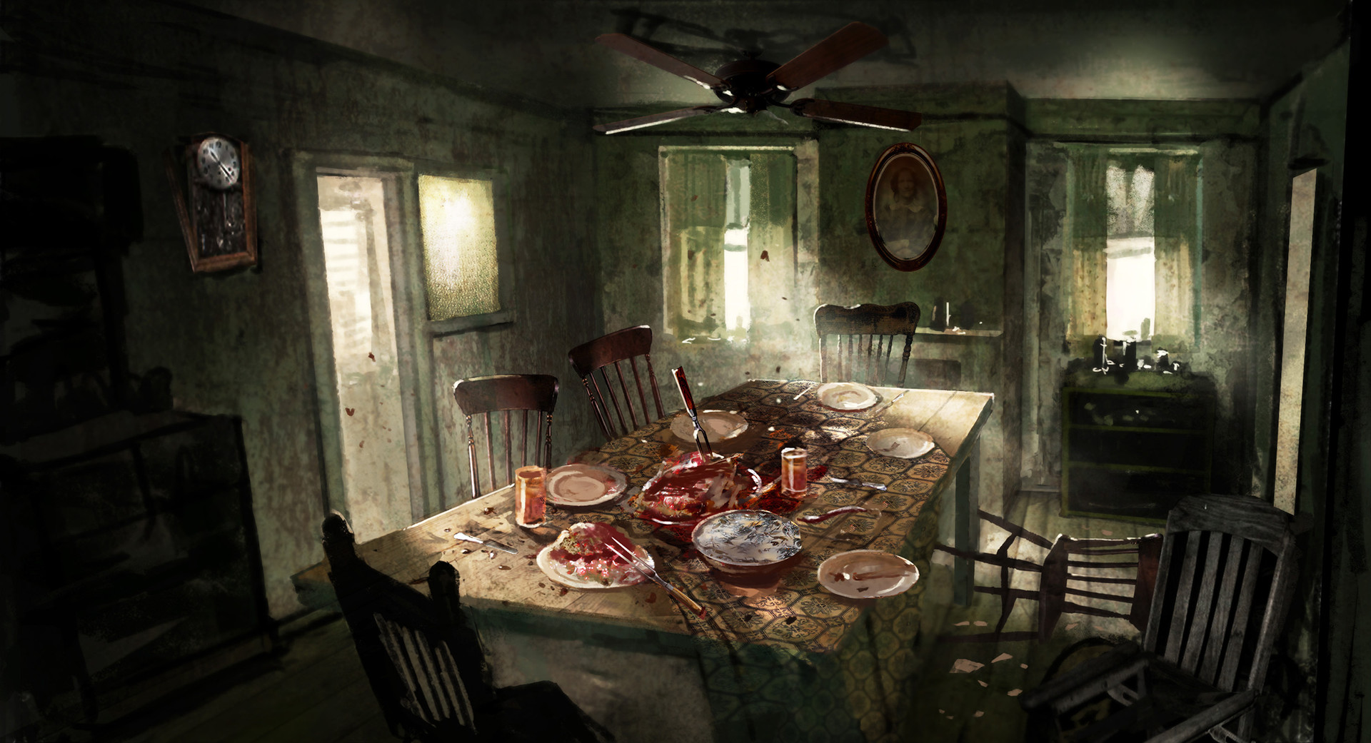 resident evil 7 dining room
