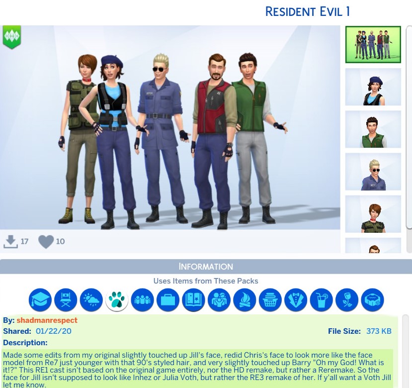 Resident Evil 1 Classic The Sims 4