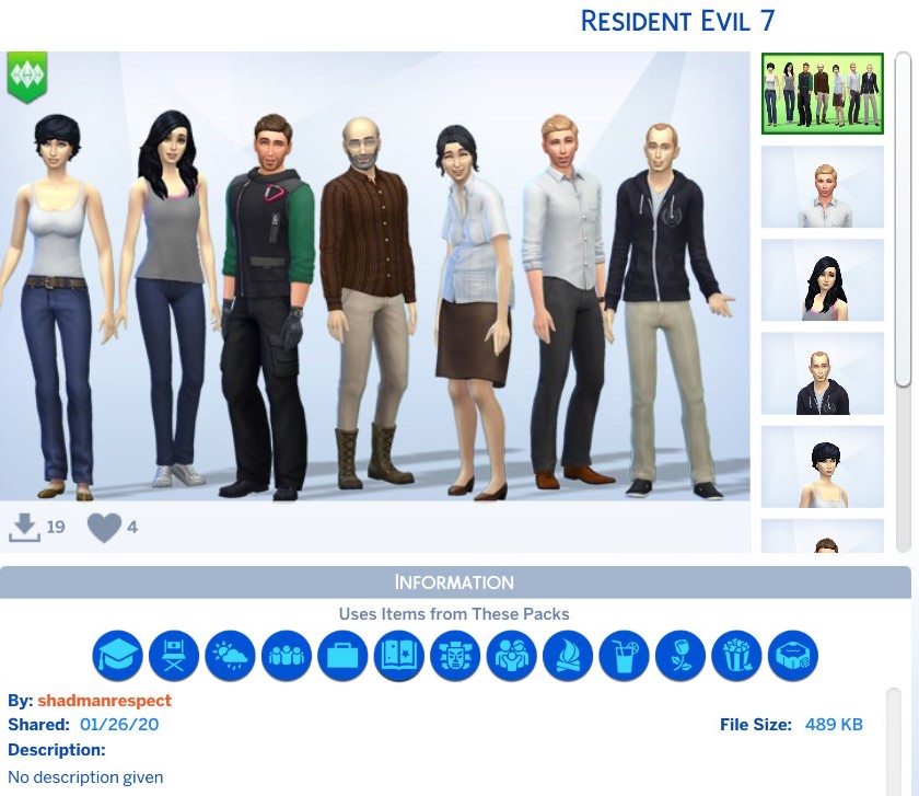 Resident Evil 7 Characters The Sims 4