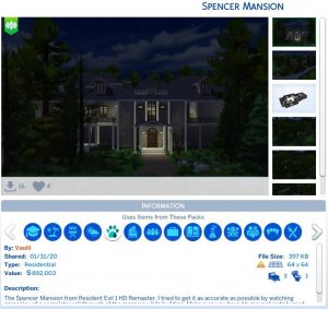 Resident Evil Spencer Mansion The Sims 4