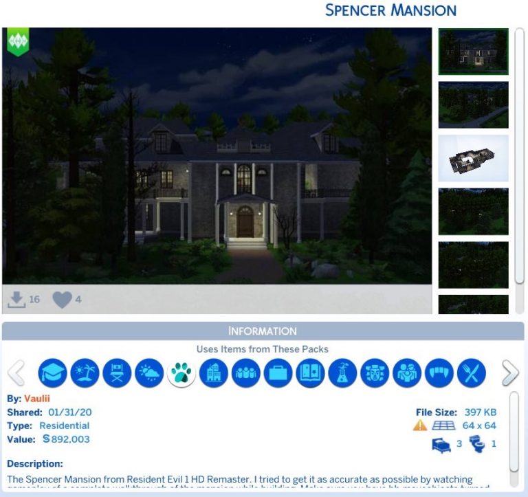 Resident Evil Spencer Mansion By Sim4fun Sims 4 Residential Lots Vrogue