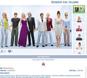 Resident Evil Villans The Sims 4