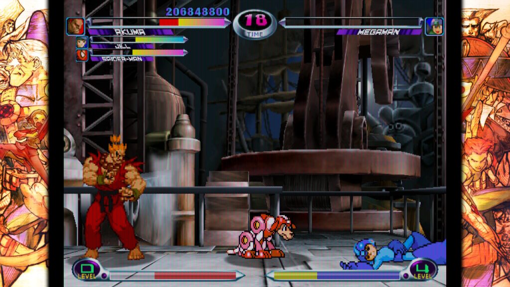 Akuma e Mega Man em Marvel vs. Capcom 2: New Age of Heroes